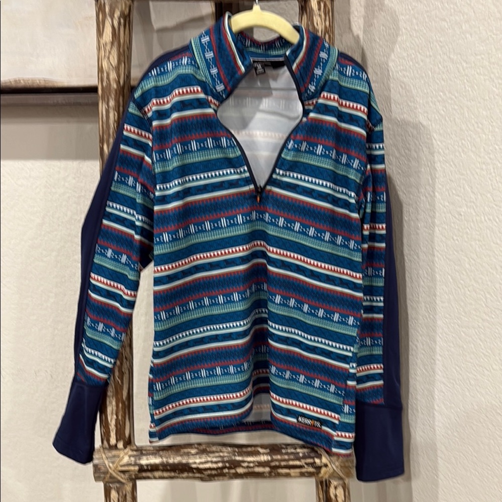 Kerrits - Youth Striped Blue and Red Pullover